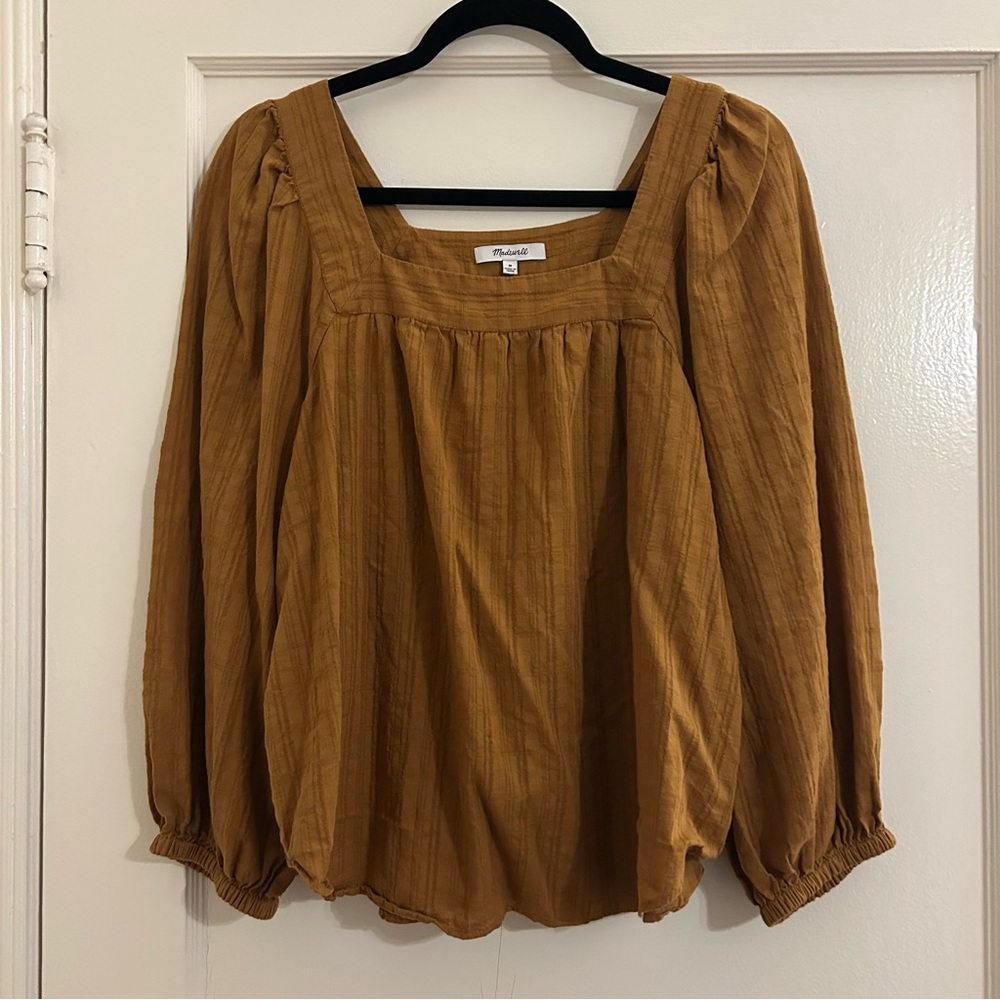 Madewell Mustard Yellow Square Neck Top size M